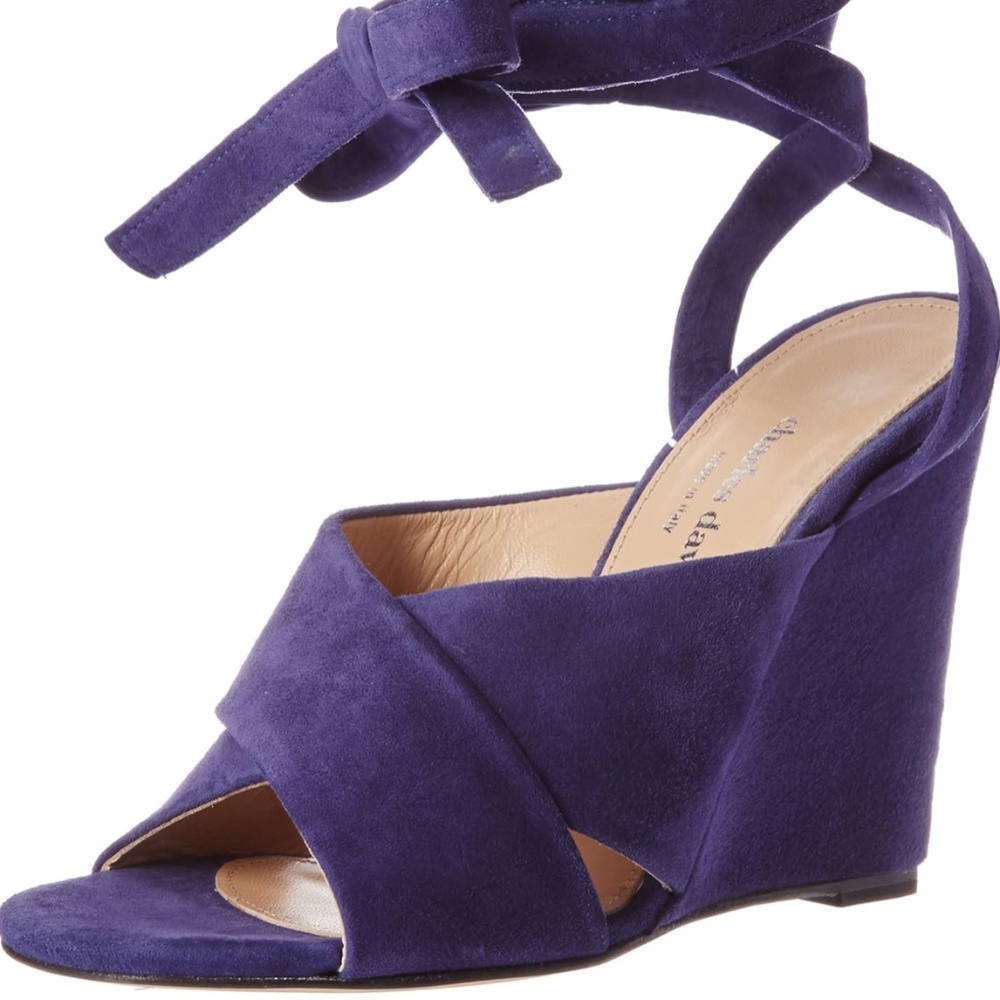 Charles by Charles David Navy Suede Strappy Wedge Sandals Size 8.5